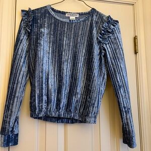 Cotton Emporium Crushed Velvet Ruffle Blouse